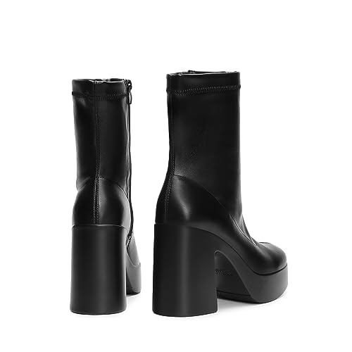 Women's Platform Gogo Ankle Boots High Chunky Block Heel Square Toe Booties Shoes
