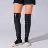Thigh High Boots for Women Flat Over The Knee Round Toe Booties