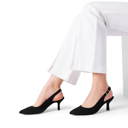 Women's Kitten Heels Slingback Closed Pointed Toe Low Pumps Shoes Women Party Wedding Sexy Casual Dress Shoes