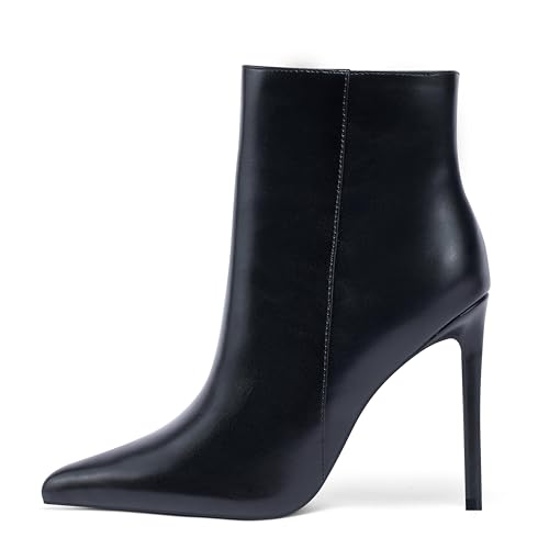 Women Heeled Ankle Booties,Sexy Pointed Toe 4 inch Stiletto High Heel Fashion Ankle & Booties with Side Zipper High Heel Boots