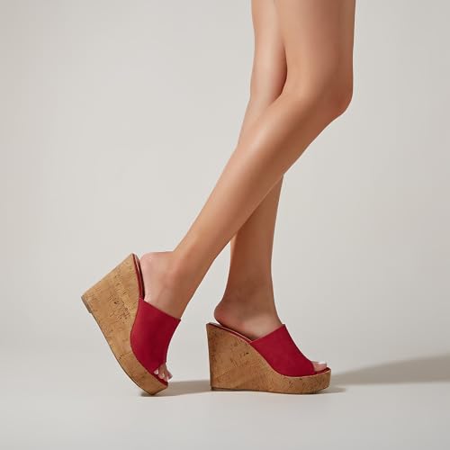 Wedge Sandals for Women Platform High Heels Summer Mule Slip on Comfortable Soft Arch Support Sandals Black Pink White Blue