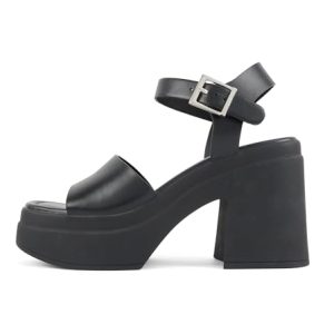 Gelato ~ Women Square Toe Platform High Heel Notch Wedge Sandal