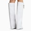 31PsCYMu7qL.jpg Fold Over Wedge Boots Heeled PadLock Pant Knee High Shoes Tall/Short Booties in Black