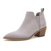 Womens Ankle Boots Pointed Toe Stacked Chunky Heel Slip on Chelsea Short Booties