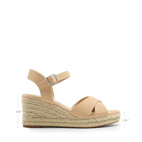 Espadrille Dressy Wedge Sandals, Women's Platform Sandals Casual Summer, Comfortable High Heeled Wedges with Adjustable Buckle