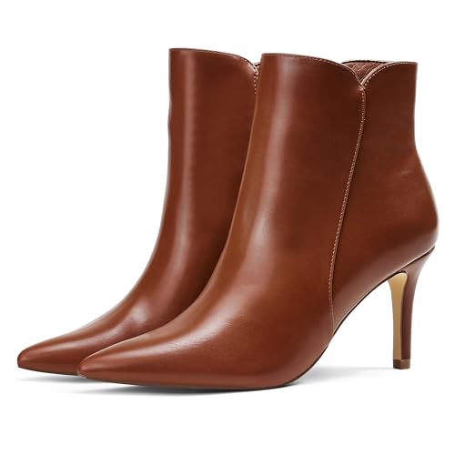 Women Chic Heeled Ankle Boots,Sexy Pointed Toe with 3 Inch High Heel Fashion Stylish Booties with Side Zipper Evening Party