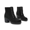 Women's Chunky Heel Ankle Boots Stylish High Heel Lace-Up Side Zipper Booties for Girls Black Women's Boots