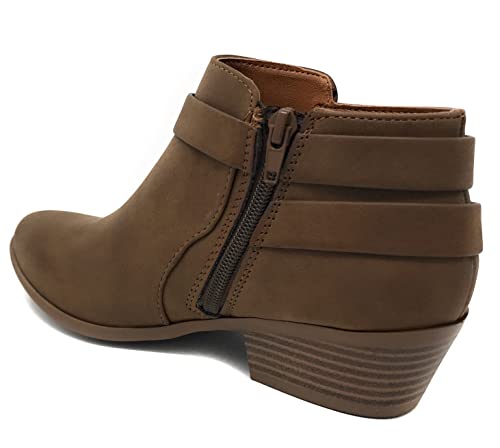 SWEETEN Women's Fashion Closed Toe Multi Strap Ankle Bootie Block Heel (Wide Fit Available)