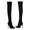 Thigh High Boots Over the Knee Boots for Women,Sexy 4.3 inch Stilettos High Heels Boots Stretch Suede Long Pointed Toe Shoes