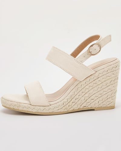 Womens Espadrille Wedge Sandals Heels Open Toe Platform High Heeled Ankle Strap Buckle Dress Wedges Shoes