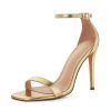 Stylish 4 IN Square Open Toe Ankle Strap Stiletto Heels for Women Plain Trendy Strappy Heeled Sandals