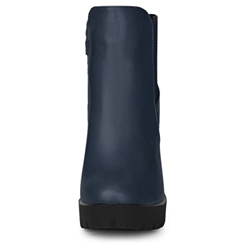 Women's Round Toe Zipper Block Heel Platform Ankle Boots