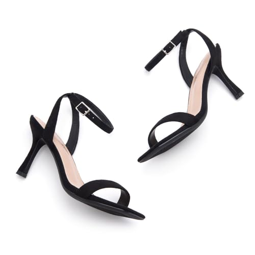 Women’s High Heel Sandals | Strappy Slingback Heels with Square Open Toe | Ankle Strap Dressy Stilettos for Wedding, Party &