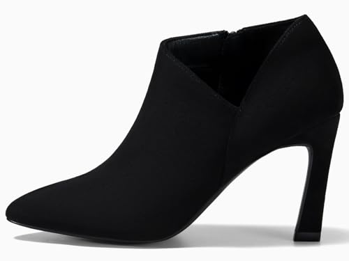 Womens Pointed Toe V Cut Ankle Boots Kitten Heel Side Zip Office Booties