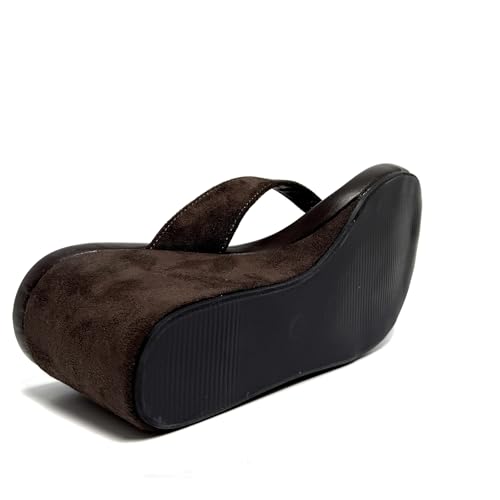 Suede Wedge Flip Flops for Women Open Round Toe Comfort Arch Support Slip On High Heel Thong Sandals for Summer Fashion Travel