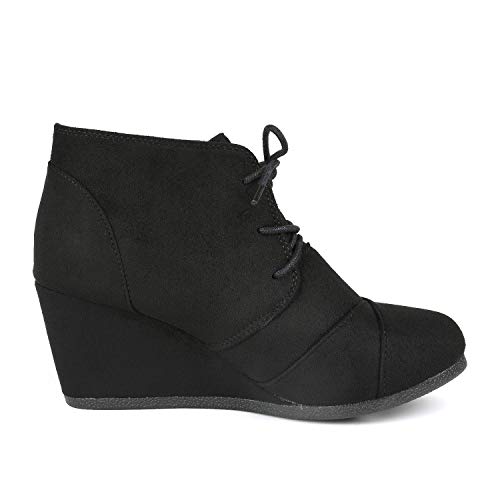 Women's Wedge Boots Casual Fashion Lace Up Low Heel Ankle Booties Shoes