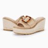 Women's Wedge Platform Espadrille Slide Sandals Slip On Open Toe High Heels Buckle Casual Summer Shoes