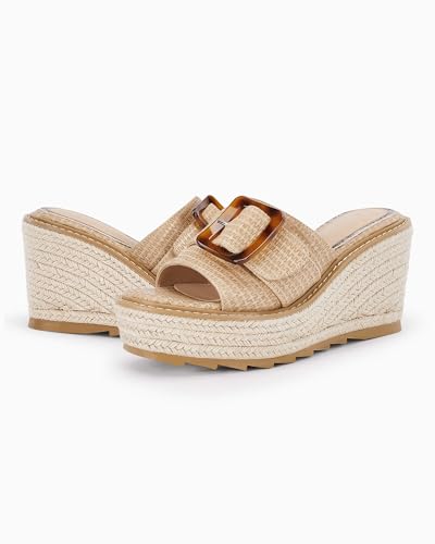 Women's Wedge Platform Espadrille Slide Sandals Slip On Open Toe High Heels Buckle Casual Summer Shoes