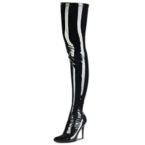Women's Patent Leather PU Thigh High Boots Pointy Toe Side Zippe Fashion Comfy Sexy Stiletto High Heel Over The Knee Boots