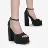 High Heels Chunky Block Platform Heels for Women Ankle Strap Sexy Open Square Toe Heels Dressy Pumps Sandals