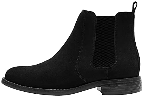 Men Chelsea Slip On Suede Boots Lightweight Leather Casual Dress Ankle Shoes