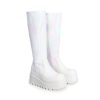 Women's Knee High Boots Wedge Platform Chunky Heel Round Toe Side Zipper Fashion Long Tall Sock Punk Goth Boots for Women