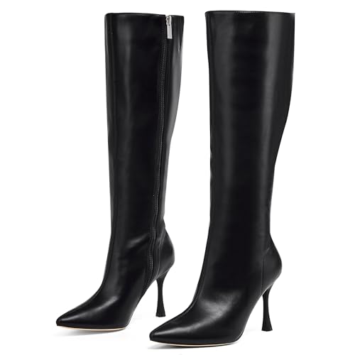Knee High Heel Boots for Women Elegant Pointed Toe Stiletto Boots Trendy Side Zipper Women's Heel Stylish and Sexy Design
