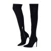 Thigh High Boots Over the Knee Boots for Women,Sexy 4.3 inch Stilettos High Heels Boots Stretch Suede Long Pointed Toe Shoes