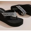 Rhinestone Wedge Sandals for Women Platform Flip Flops Wedge flip flops Wedding shoes Wedge Heels for Women Dressy