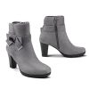 Women's Booties with Heel, Chunky Stacked Heel Zipper Ankle Boots for Ladies