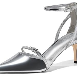 Women's Stiletto High Heels Closed Pointed Toe Buckle Ankle Strap Pumps Wedding Party Dress Shoes