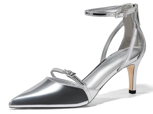 Women's Stiletto High Heels Closed Pointed Toe Buckle Ankle Strap Pumps Wedding Party Dress Shoes