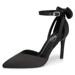 Heels for Women Closed Pointed Toe Heels Women's Pumps Stiletto High Shoes with Bow Knot Comfortable Ankle Strap Office Party