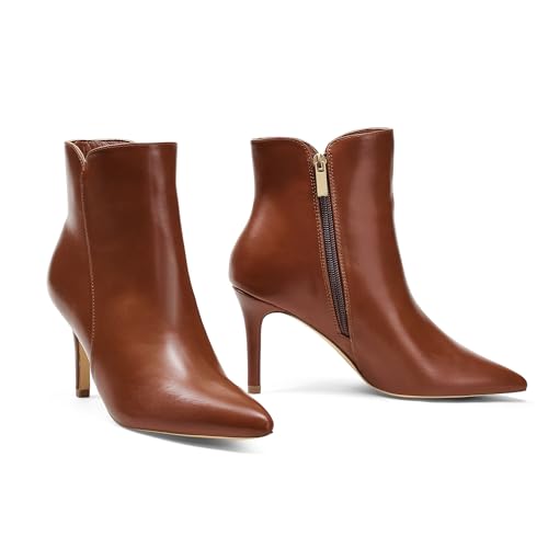 Women Chic Heeled Ankle Boots,Sexy Pointed Toe with 3 Inch High Heel Fashion Stylish Booties with Side Zipper Evening Party
