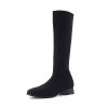 Rialto Women’s Knee-High Stretch Boot – Slip-On Tall Shaft Boot with Memory Foam & Low Block Heel