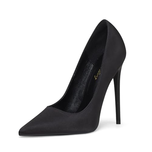 High Heels Womens Pointed Toe Heels Satin Pumps Stiletto Bridal Party Dress Evening Wedding Shoes for Woman