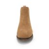 Mens Chelsea Boot Slip On Pointed Toe Stacked Low Heel Faux Suede Casual Dress Boot