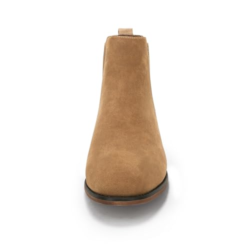 Mens Chelsea Boot Slip On Pointed Toe Stacked Low Heel Faux Suede Casual Dress Boot