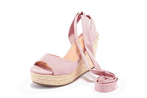 Womens Lace up Espadrilles Platform Wedges Sandals Heels Tie Ankle Strap Summer Dress Shoes