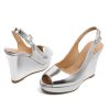 Women's Peep Toe Wedge Heels Slingback Platform High Pumps Party Dress Casual Sandals 4 Inches