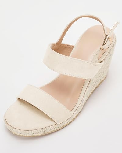 Womens Espadrille Wedge Sandals Heels Open Toe Platform High Heeled Ankle Strap Buckle Dress Wedges Shoes