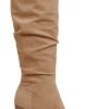 Womens Faux Suede Knee High Boots Pointed Toe High Chunky Heel Side Zipper Party Dress Booties