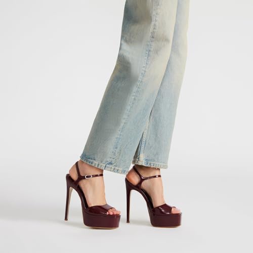 Stiletto High Platform Heels for Women Square Open Toe Ankle Strap Heeled Sandals Prom Dress Shoes