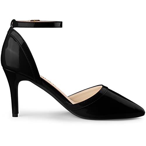 Women's Pointed Toe Stiletto High Heel Pumps Ankle Strap Wedding Bridal Evening Party Dress Shoes