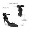 Heels for Women Closed Pointed Toe Heels Women's Pumps Stiletto High Shoes with Bow Knot Comfortable Ankle Strap Office Party