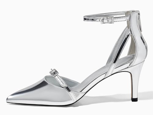 Women's Stiletto High Heels Closed Pointed Toe Buckle Ankle Strap Pumps Wedding Party Dress Shoes