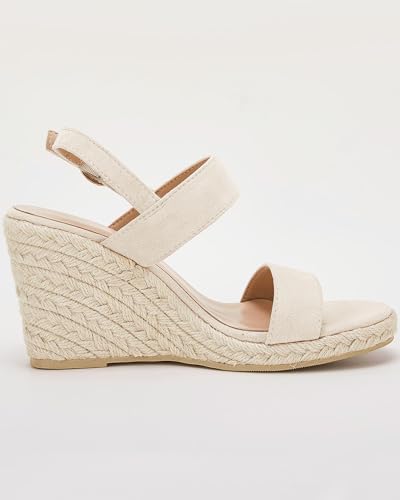 Womens Espadrille Wedge Sandals Heels Open Toe Platform High Heeled Ankle Strap Buckle Dress Wedges Shoes