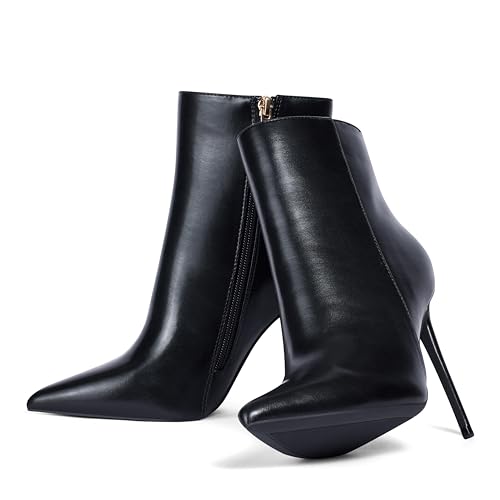 Women Heeled Ankle Booties,Sexy Pointed Toe 4 inch Stiletto High Heel Fashion Ankle & Booties with Side Zipper High Heel Boots