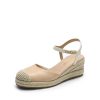 Women's Wedge Sandals, Closed Toe Espadrilles Platform Wedge Heels with Adjustable Ankle Straps and Comfortable Cushion Insoles