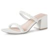 31r342RA6OL.jpg Square Toe Heeled Sandals for Women - Women's Low Block Heels Sandals - 2.25IN Open Toe Ankle Strap Chunky Heels - Slip on
